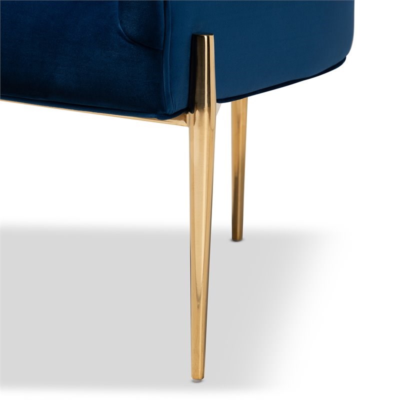Baxton Studio Clarisse Navy Blue Velvet Gold Finished Accent Chair
