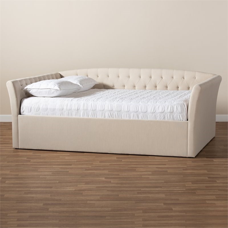 Baxton Studio Delora Full Size Beige Upholstered Daybed | Homesquare