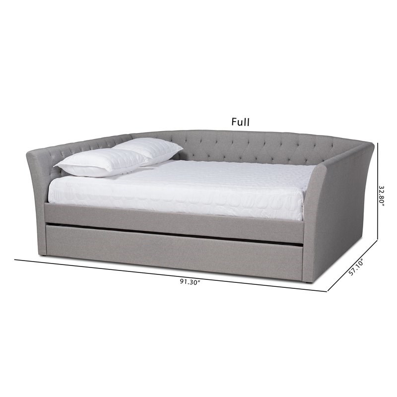 Baxton Studio Delora Full Size Light Grey Upholstered Daybed With ...