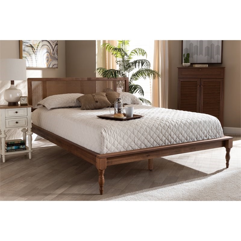 Baxton Studio Romy Queen Size Ash Brown Finished Wood Platform Bed