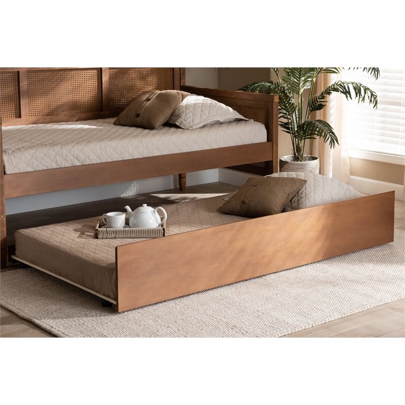 Baxton Studio Toveli Twin Size Ash Brown Finished Trundle Bed