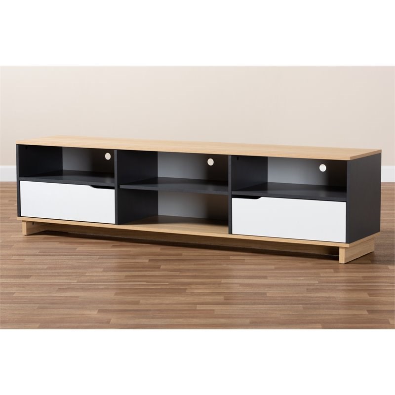 Baxton Studio Reed Multicolor 2-Drawer Wood TV Stand