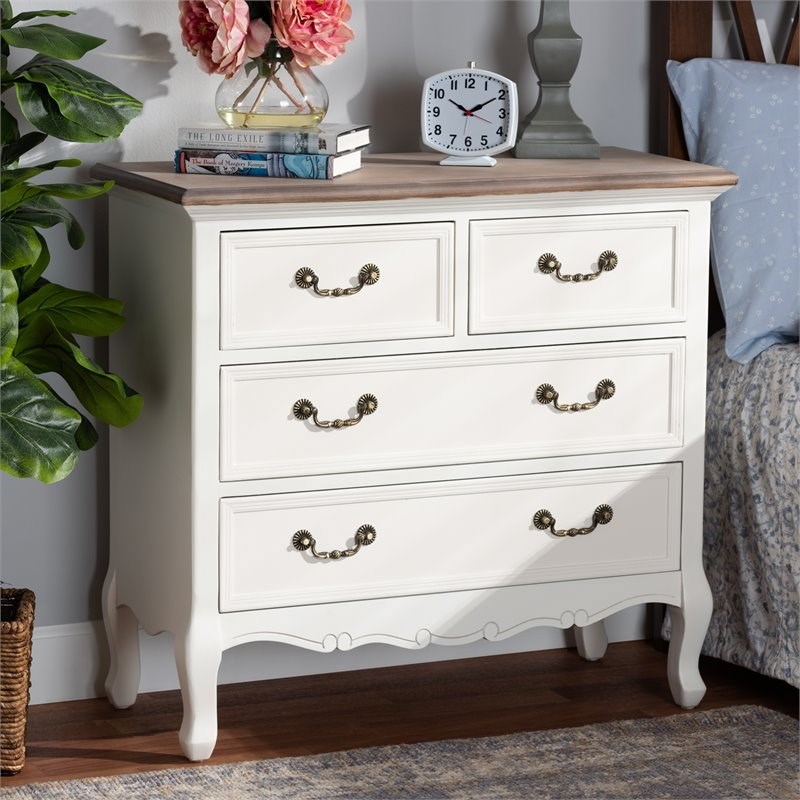 Baxton Studio Amalie White and Oak Finished 4Drawer Accent Dresser