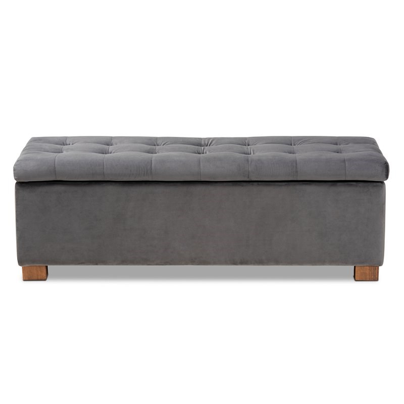 Grey Storage Ottoman Padded Bench