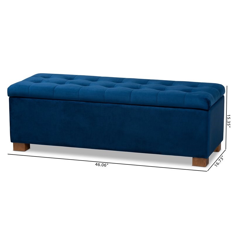 Baxton Studio Roanoke Navy Blue Velvet Upholstered Storage Ottoman