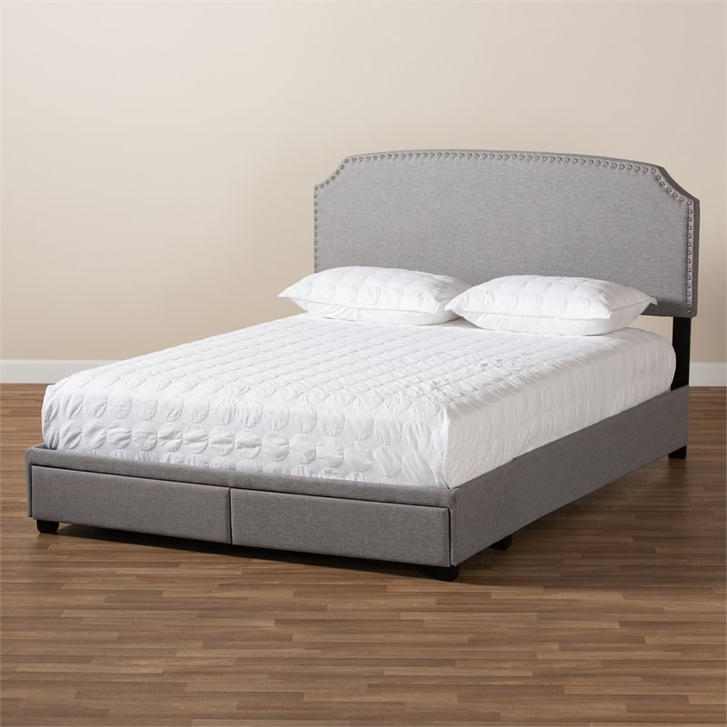Baxton Studio Larese Fabric Upholstered Platform Storage King Bed in