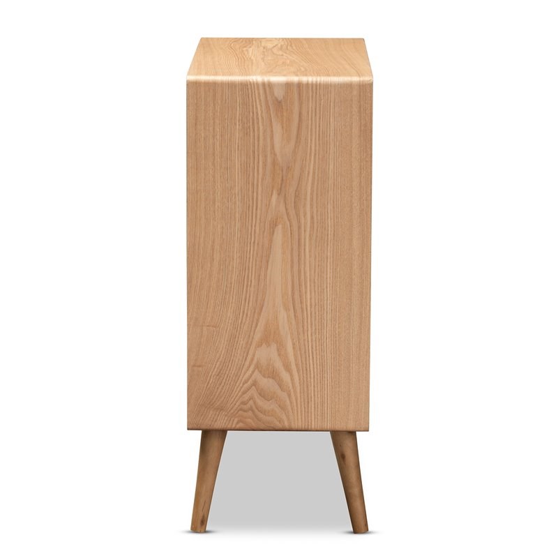 Baxton Studio Alina Medium Oak Finished Wood and Rattan 4Drawer Accent