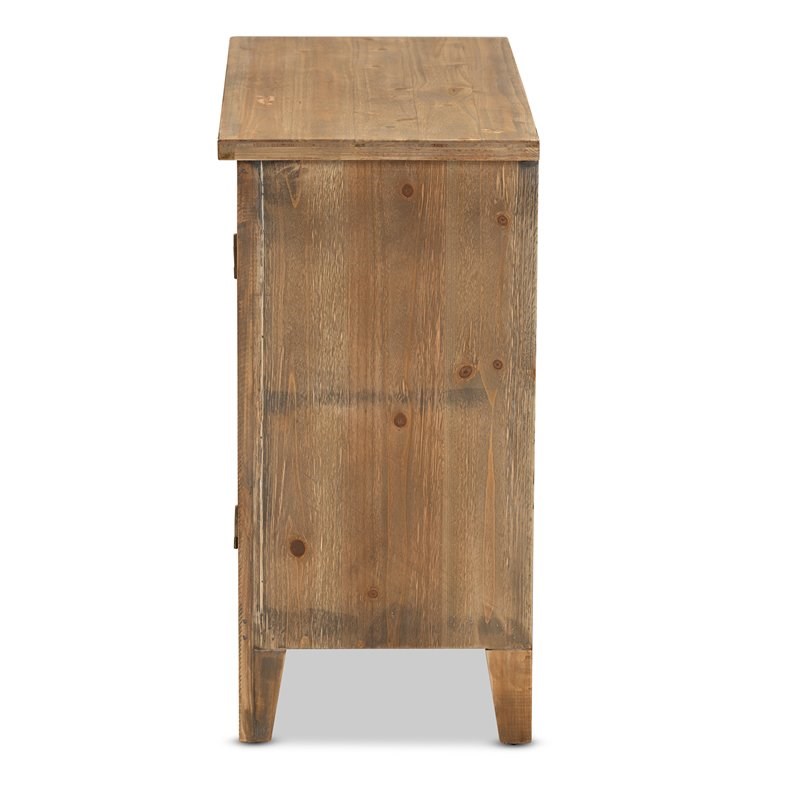 Baxton Studio Clement Oak Finished 2-Door Wood Spindle Storage Cabinet