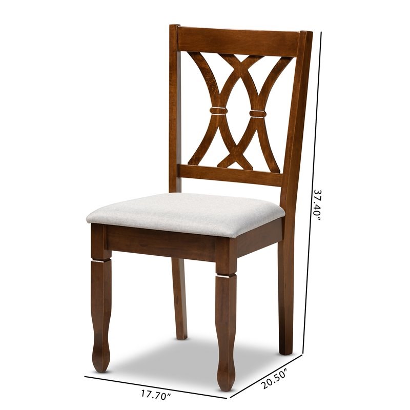Baxton Studio Augustine Grey Fabric Walnut Finished 2-Piece Dining Chair Set