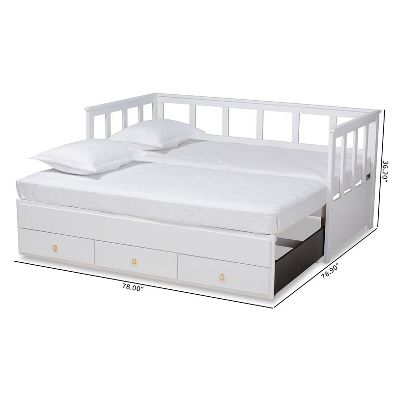 Baxton Studio Kendra White Finished Expandable Twin Size to King Size