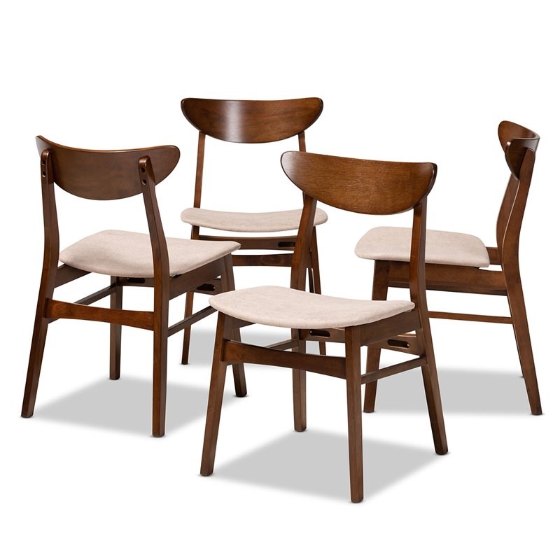 Baxton Studio Parlin Beige Upholstered Wood 4-Piece Dining Chair Set