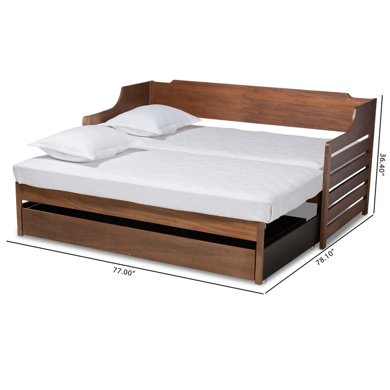 Baxton Studio Jameson Walnut Expandable Twin Size to King Size Daybed ...