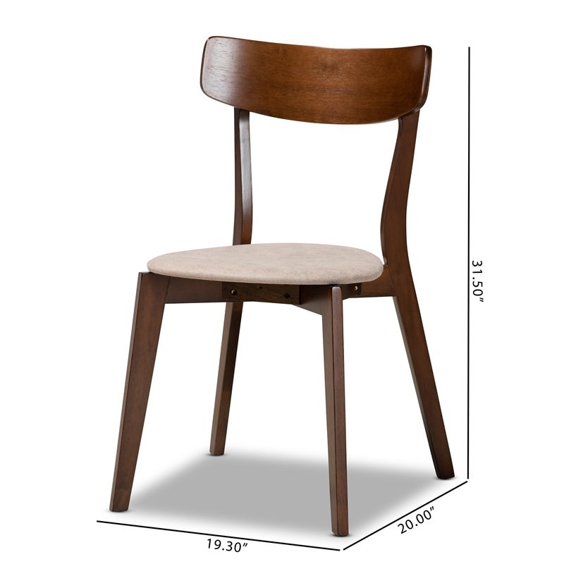Baxton Studio Iora Light Beige Fabric Upholstered Wood 4-Piece Dining Chair Set