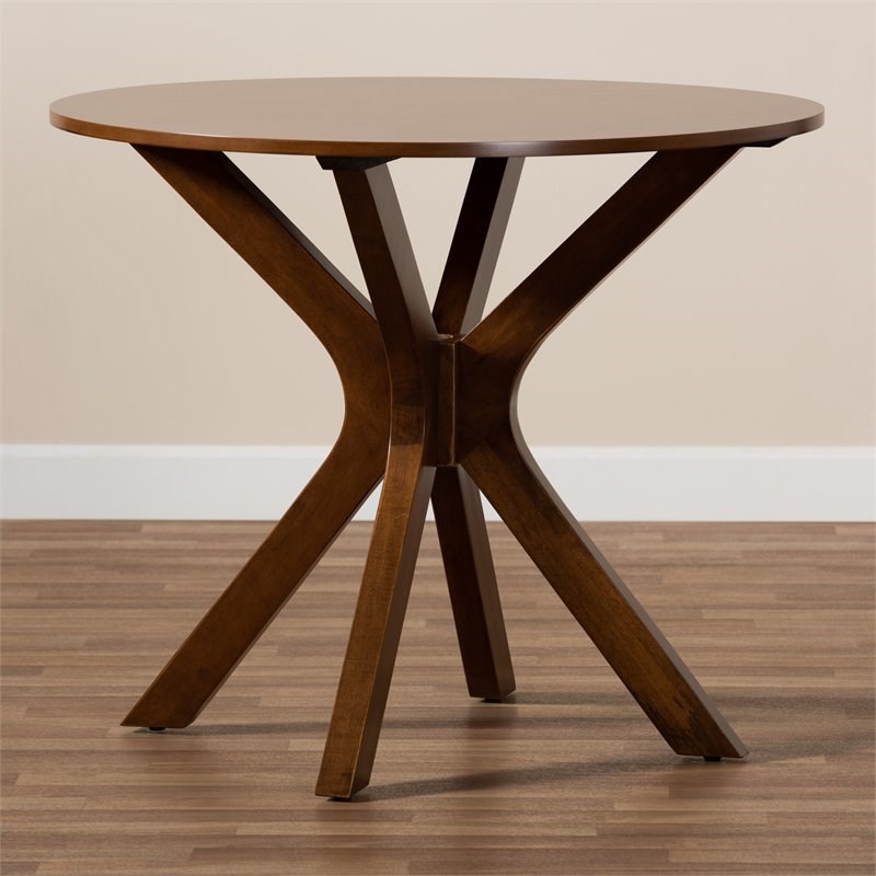 baxton studio monte round dining table in walnut brown