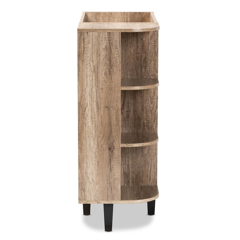 Baxton Studio Wales Oak Finished Wood 2-Door Shoe Cabinet with Open Shelves