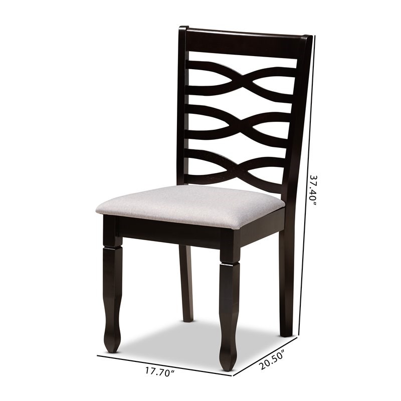 Baxton Studio Lanier Gray Fabric Espresso Finished Wood 2-Piece Dining Chair Set