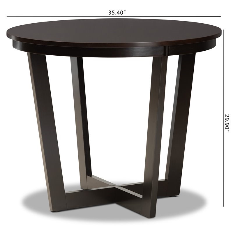 Baxton Studio Alayna Dark Brown Finished 35-Inch-Wide Round Wood Dining Table