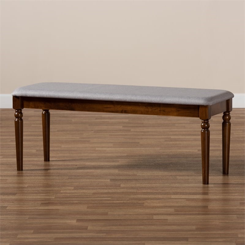 Baxton Studio Grey Upholstered and Walnut Brown Finished Wood Dining Bench