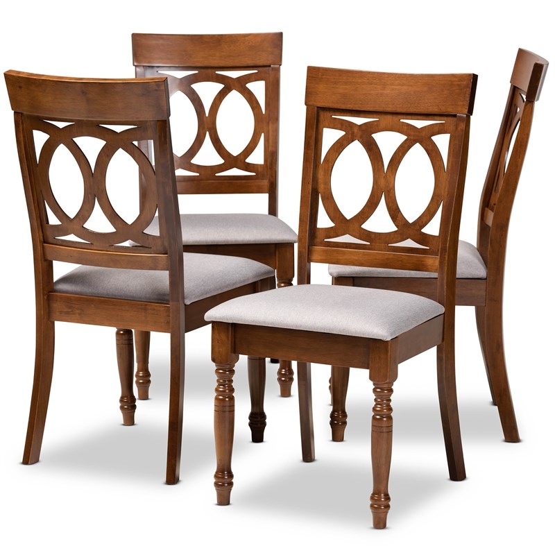 Baxton Studio LucieGrey and Brown Finished Wood 4-Piece Dining Chair Set