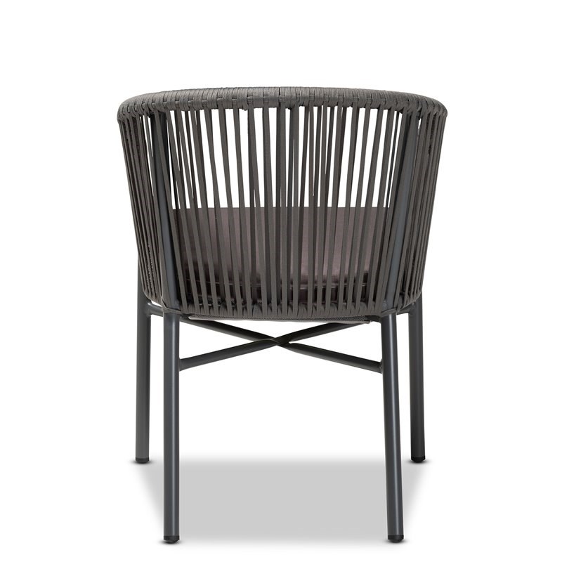 Baxton Studio Grey Finished Rope and Metal Outdoor Dining Chair