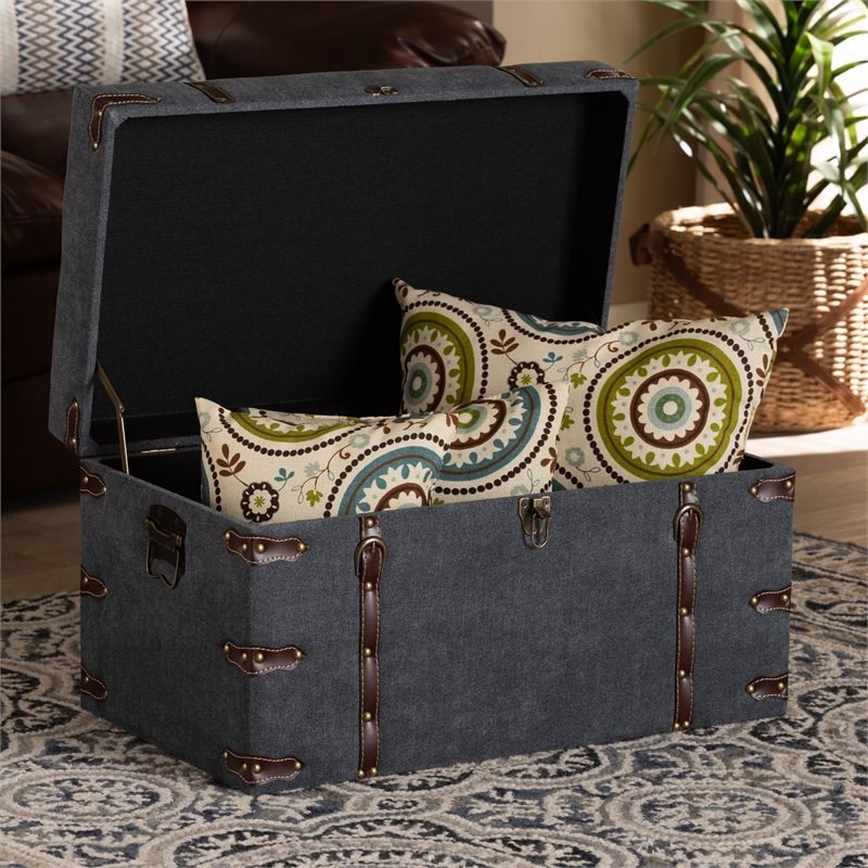 Baxton Studio Transitional Grey Fabric Upholstered Storage Trunk
