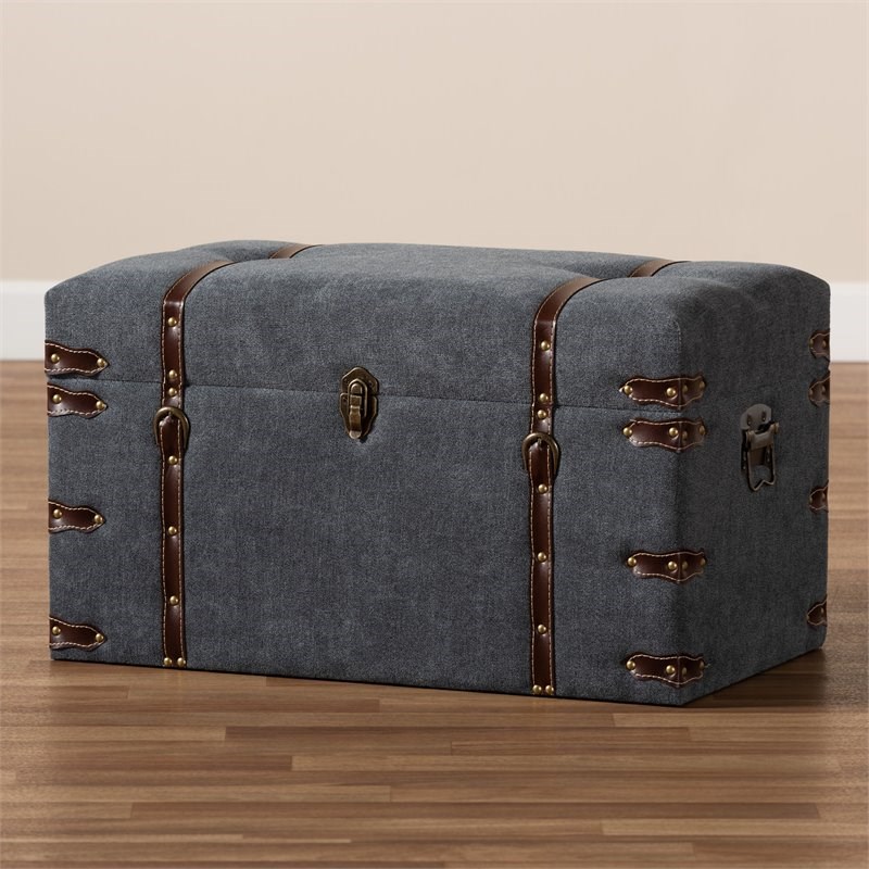 Baxton Studio Transitional Grey Fabric Upholstered Storage Trunk