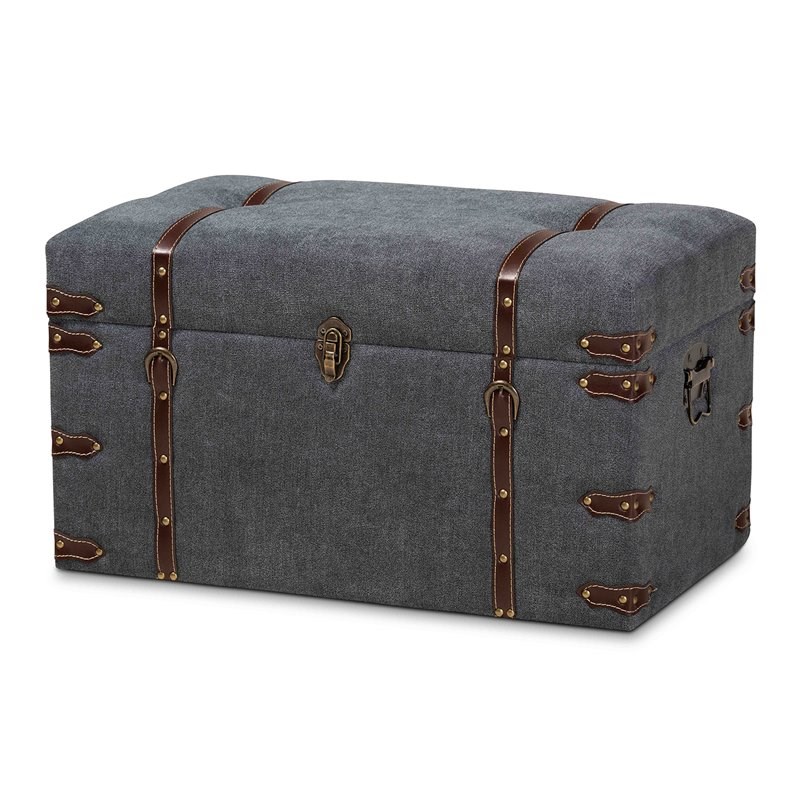 Baxton Studio Transitional Grey Fabric Upholstered Storage Trunk