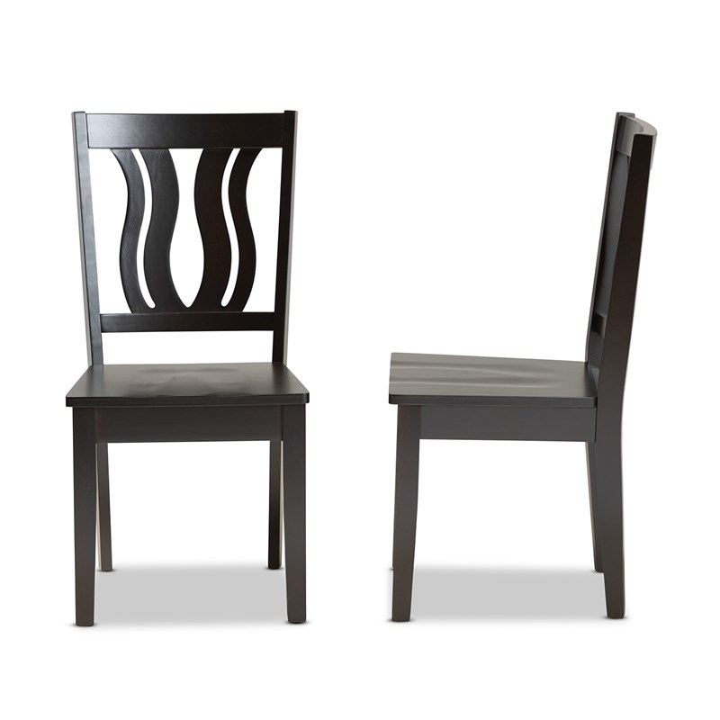 Baxton Studio Fenton Dark Brown Finished Wood 2-Piece Dining Chair Set