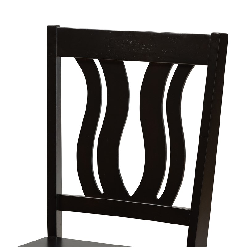 Baxton Studio Fenton Dark Brown Finished Wood 2-Piece Dining Chair Set