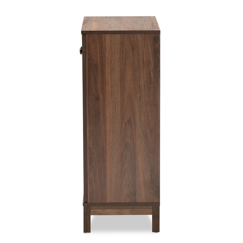 Baxton Studio Nissa Walnut Brown Finished Wood 2-Door Shoe Storage Cabinet