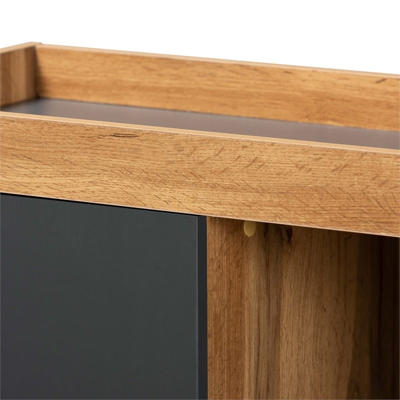 Baxton Studio Caspian Two-Tone Grey and Oak Brown Finished Wood Shoe Cabinet