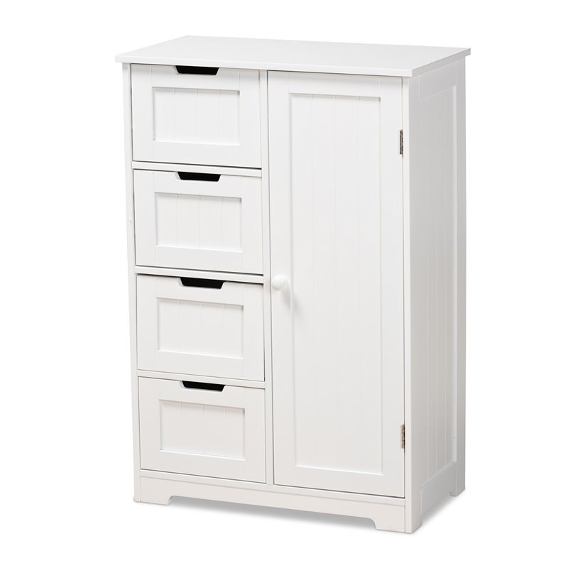 Baxton Studio Bauer White Finished Wood 4-Drawer Bathroom Storage ...