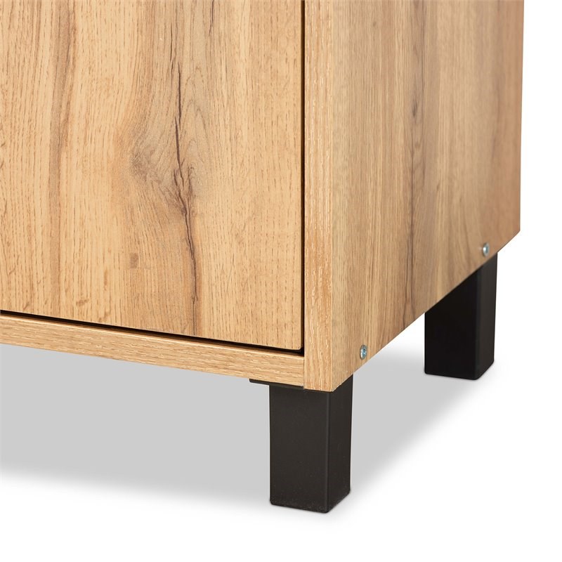 Baxton Studio Rossin Oak Brown Finished Wood 2-Door Entryway Shoe Cabinet