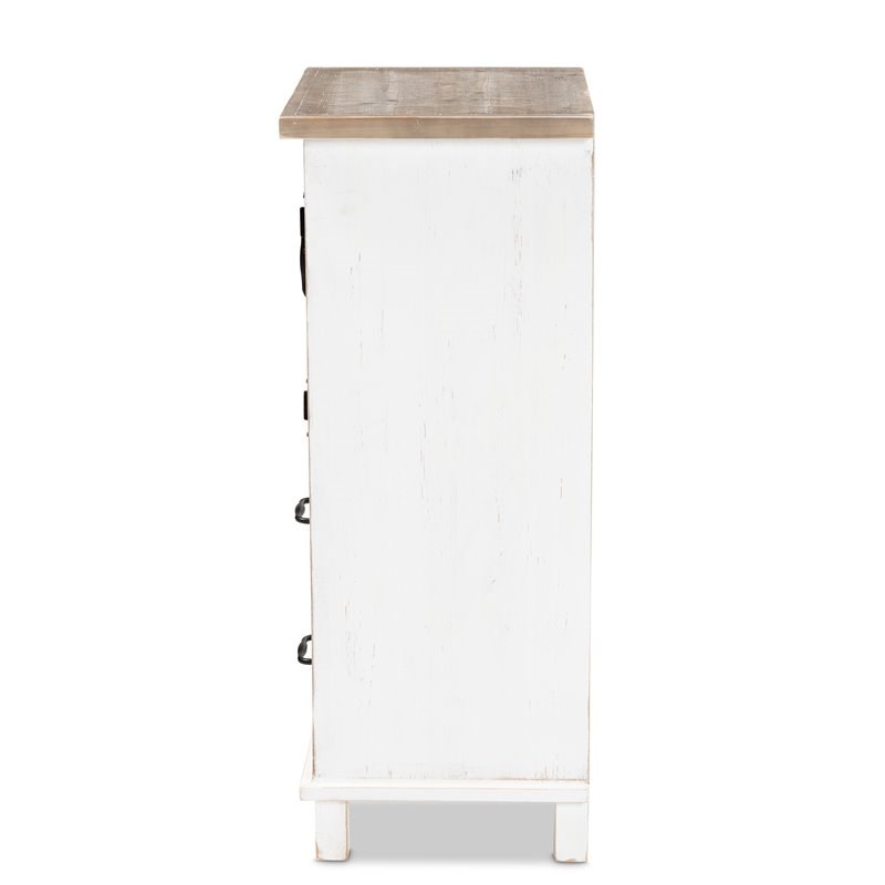 Baxton Studio Faron White and Oak Brown Finished Wood 2-Drawer Storage Cabinet