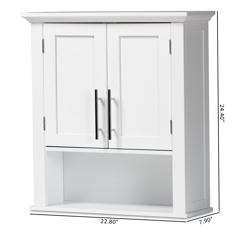 Baxton Studio Turner White Finished Wood 2-Door Bathroom Wall Storage Cabinet