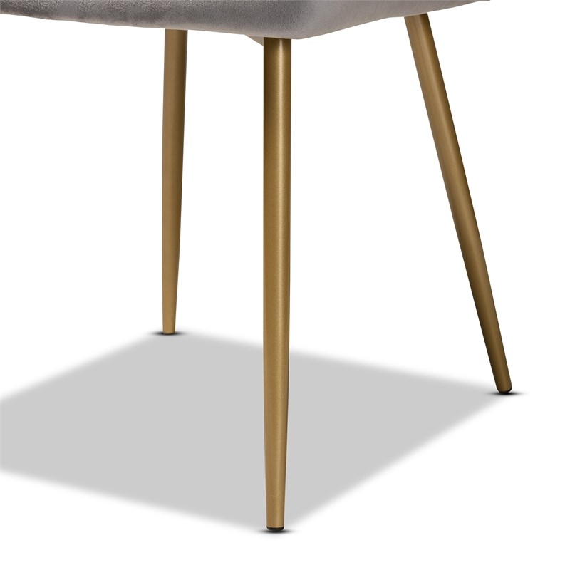 Baxton Studio Priscilla Gray and Gold Finished Metal Dining Chair (Set of 2)