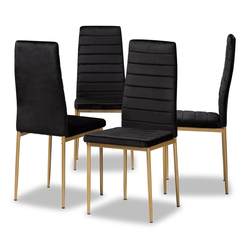 Baxton Studio Armand Black and Gold Finished Metal Dining Chair (Set of 4)