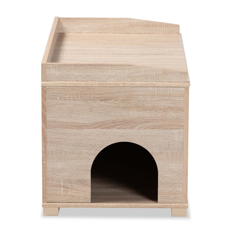Baxton Studio Mariam Oak Finished Wood Cat Litter Box Cover House