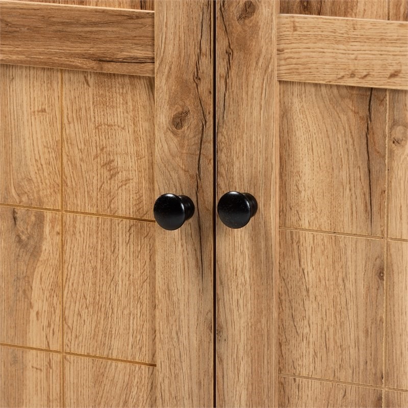 Baxton Studio Glidden Oak Brown Finished Wood 2-Door Shoe Storage Cabinet