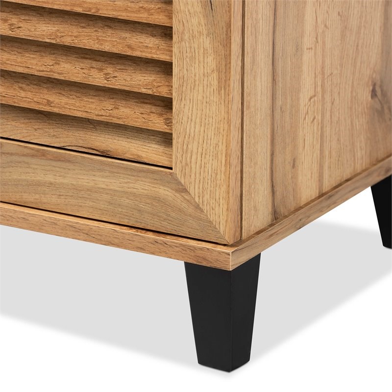 Baxton Studio Coolidge Oak Brown Finished Wood 3-Door Shoe Storage Cabinet