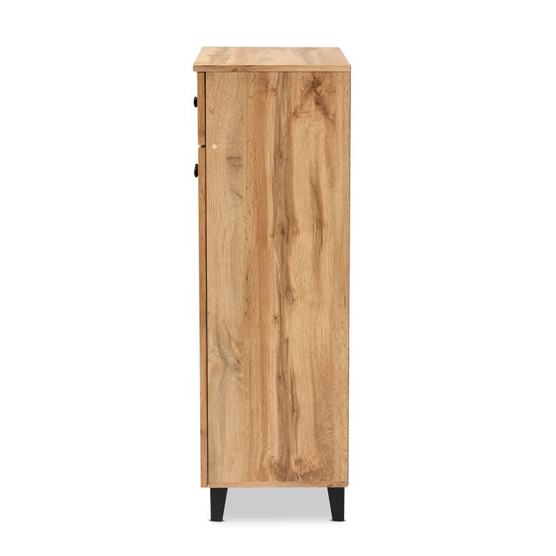 Baxton Studio Glidden Oak Brown Finished Wood 1-Drawer Shoe Storage Cabinet