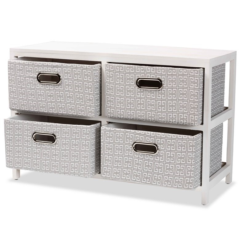 Baxton Studio Camber White Finished Wood 4-Basket Storage Unit | Homesquare
