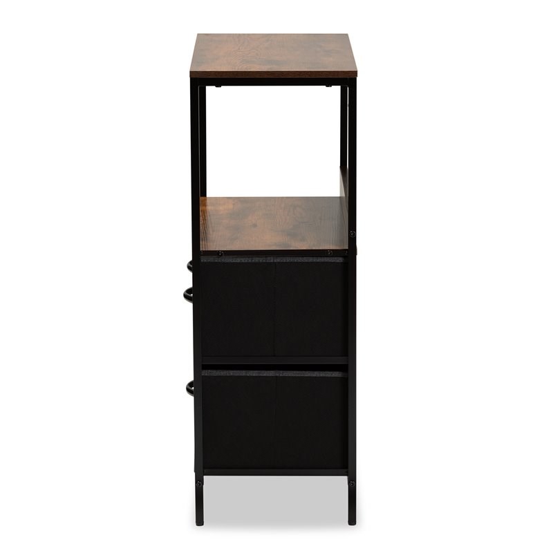 Baxton Studio Hakan Grey and Walnut Brown Finished Wood 3-Drawer Storage Cabinet