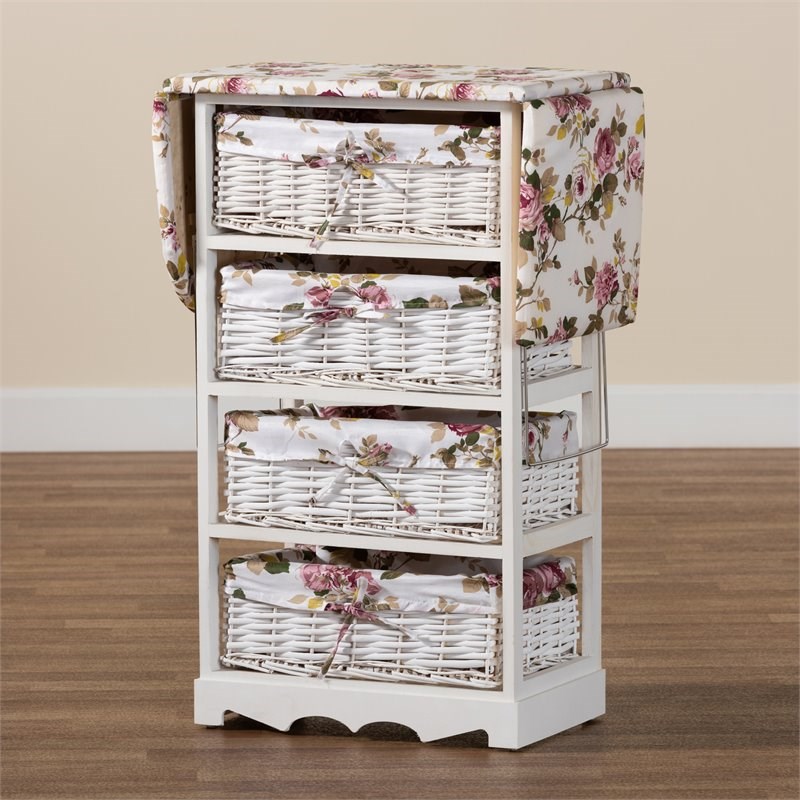 Baxton Studio Lacole Multi-Colored and White Finished Wood Board with Baskets