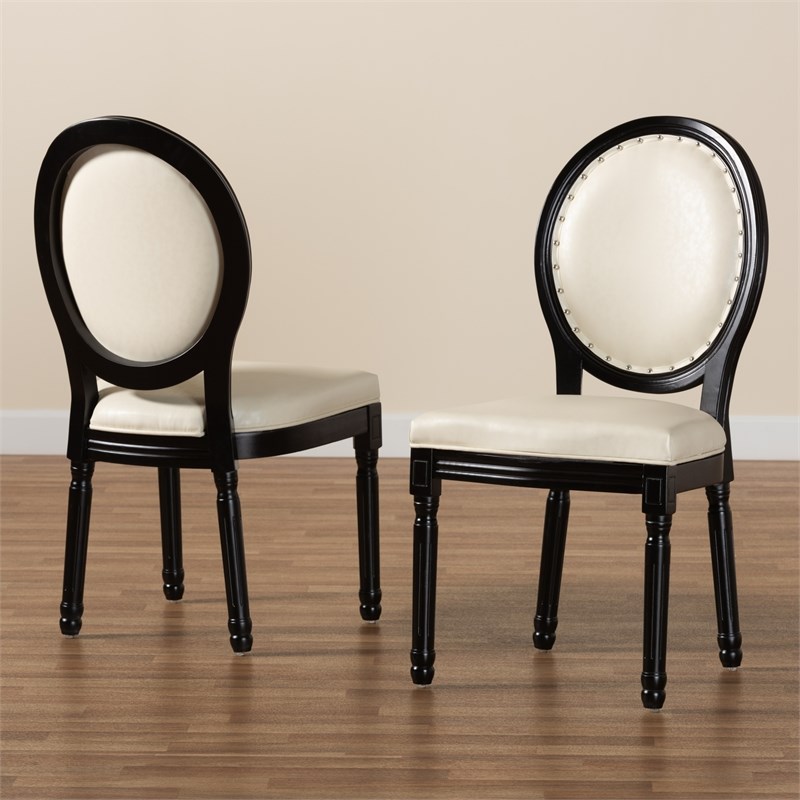 Baxton Studio Louis Beige and Black Finished Wood 2-Piece Dining Chair Set