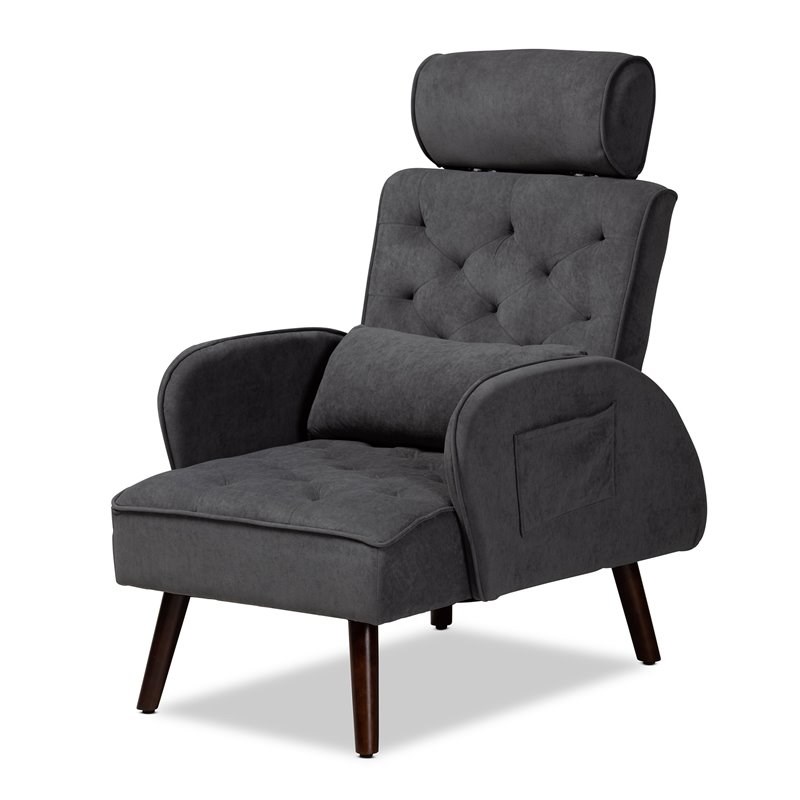 Baxton Studio Haldis Grey and Brown Finished Wood Lounge Chair and Ottoman Set