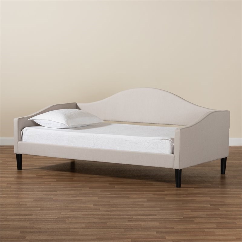 Baxton Studio Milligan Beige Fabric and Brown Finished Wood Full Size Daybed
