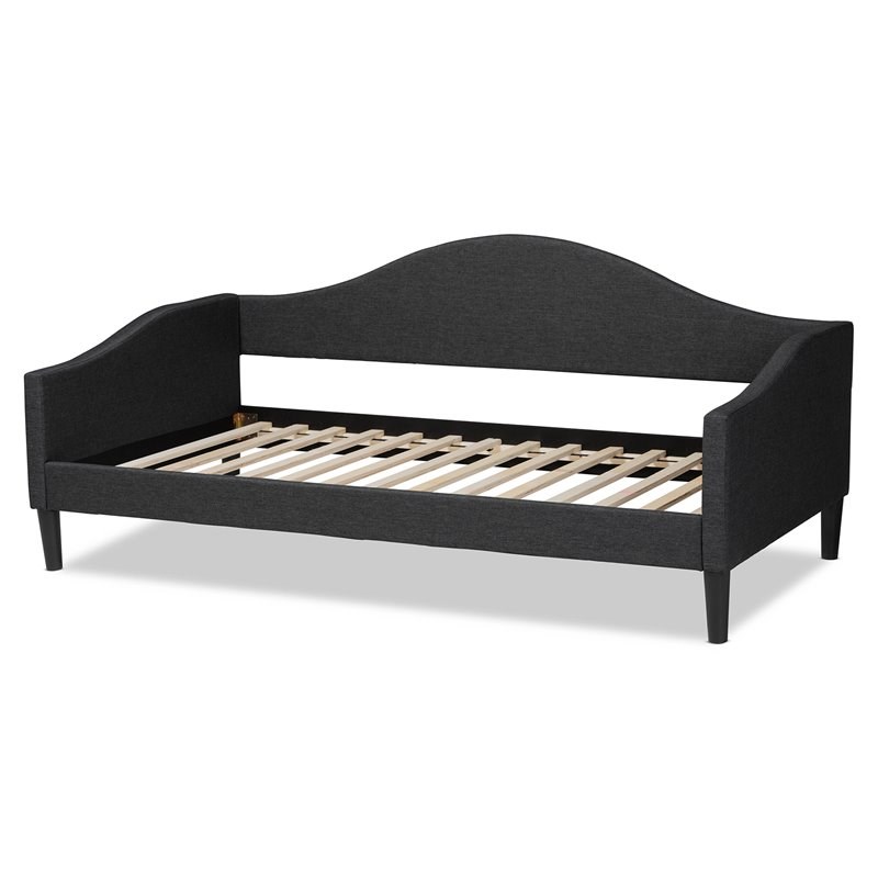 Baxton Studio Milligan Charcoal Fabric and Brown Finished Wood Full Size Daybed