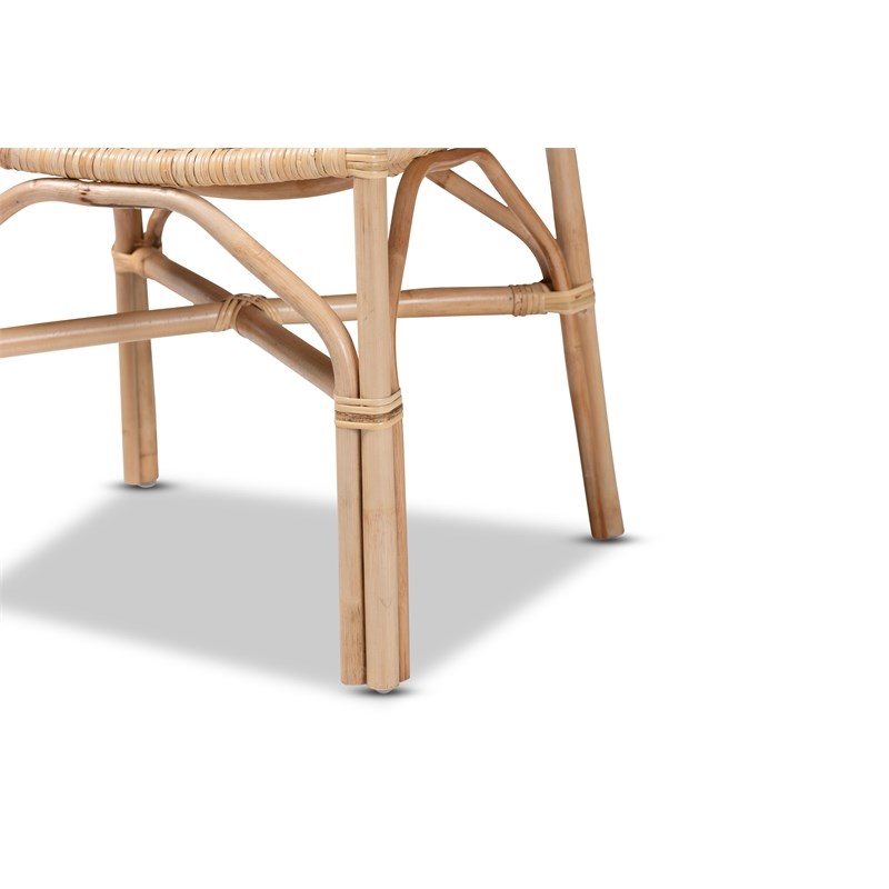 Baxton Studio Damani Modern Brown Finished Rattan 2-Piece Dining Chair Set