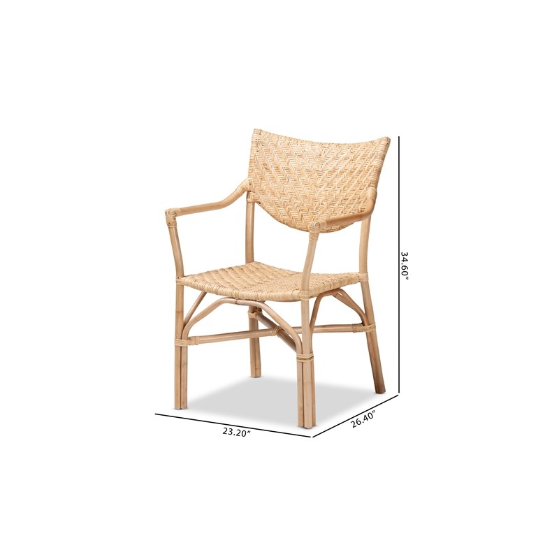 Baxton Studio Damani Modern Brown Finished Rattan 2-Piece Dining Chair Set